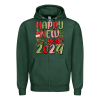 Sports Green happy new year 2024 Zipper Hoodie - MaliasSmallBusiness