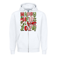 White happy new year 2024 Zipper Hoodie - MaliasSmallBusiness