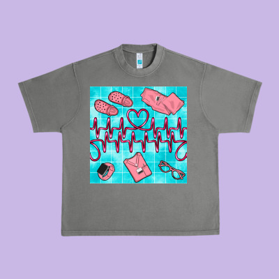 Nurse Heart Beat Seamless Pattern Urban Heavy Tee Designed By Bundleandbundleshop
