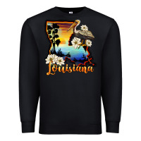 Black louisiana  sunset map magnolia Premium Sweatshirt - BarkalooDesign