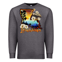 Charcoal Heather louisiana  sunset map magnolia Premium Sweatshirt - BarkalooDesign