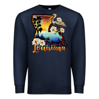 Navy louisiana  sunset map magnolia Premium Sweatshirt - BarkalooDesign