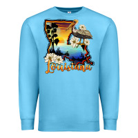 Louisiana  Sunset Map Magnolia Premium Sweatshirt | Teevron