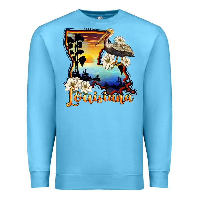 Louisiana  Sunset Map Magnolia Premium Sweatshirt by BarkalooDesign | Teevron