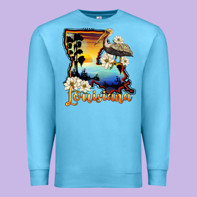 Louisiana  Sunset Map Magnolia Premium Sweatshirt Designed By Barkaloodesign
