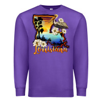 Purple louisiana  sunset map magnolia Premium Sweatshirt - BarkalooDesign