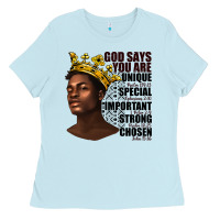 Baby Blue afro man god says you are Ladies Tee - texasbilliewilder