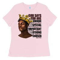 Bubblegum Pink afro man god says you are Ladies Tee - texasbilliewilder