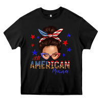 Black all american mama messy bun Heavy Core Tee - texasbilliewilder