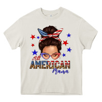 Cream all american mama messy bun Heavy Core Tee - texasbilliewilder