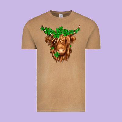St. Patrick’s Day Long Hair Shaggy Cow Vintage Tee Designed By Jasminsmagicworld