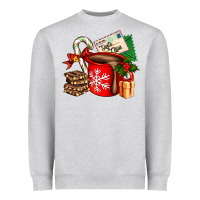 Heather Grey Christmas hot chocolate cup with gift and letters Heavyweight Sweatshirt - AdoDesignShop