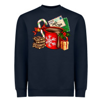 Navy Christmas hot chocolate cup with gift and letters Heavyweight Sweatshirt - AdoDesignShop