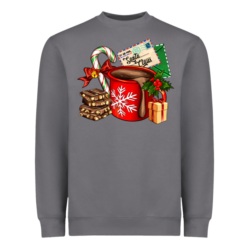 Christmas Hot Chocolate Cup With Gift And Letters Heavyweight Sweatshirt by AdoDesignShop | Teevron