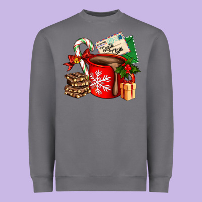 Christmas Hot Chocolate Cup With Gift And Letters Heavyweight Sweatshirt Designed By Adodesignshop