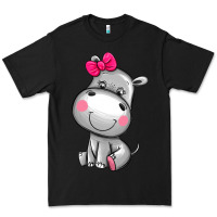 Black cute hippopotamus Premium Tee - AdoDesignShop