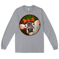 Heather Grey Christmas Cow, Long Sleeve Tee - Jasminsmagicworld