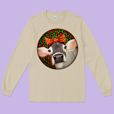 Christmas Cow, Long Sleeve Tee Designed By Jasminsmagicworld