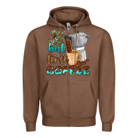 Chestnut coffee cups but first coffee Zipper Hoodie - NancyCooperArtShop