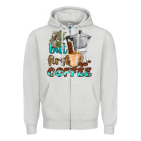 Dove Grey coffee cups but first coffee Zipper Hoodie - NancyCooperArtShop
