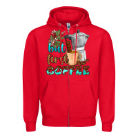 Red coffee cups but first coffee Zipper Hoodie - NancyCooperArtShop