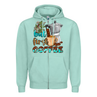 Seafoam coffee cups but first coffee Zipper Hoodie - NancyCooperArtShop