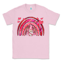 Bubblegum Pink valentines day rainbow with cupid gnome Classic Tee - NancyCooperArtShop