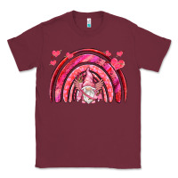 Burgundy valentines day rainbow with cupid gnome Classic Tee - NancyCooperArtShop