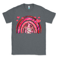 Charcoal Heather valentines day rainbow with cupid gnome Classic Tee - NancyCooperArtShop
