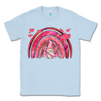 Dusty Blue valentines day rainbow with cupid gnome Classic Tee - NancyCooperArtShop