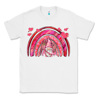 White valentines day rainbow with cupid gnome Classic Tee - NancyCooperArtShop