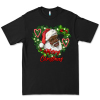Black merry christmas african american santa with wreath Premium Tee - RanaPortraitStore