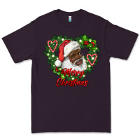 Plum merry christmas african american santa with wreath Premium Tee - RanaPortraitStore