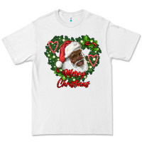 White merry christmas african american santa with wreath Premium Tee - RanaPortraitStore
