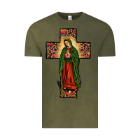 Vintage Olive our lady of Guadalupe cross Vintage Tee - JahusDesignShop