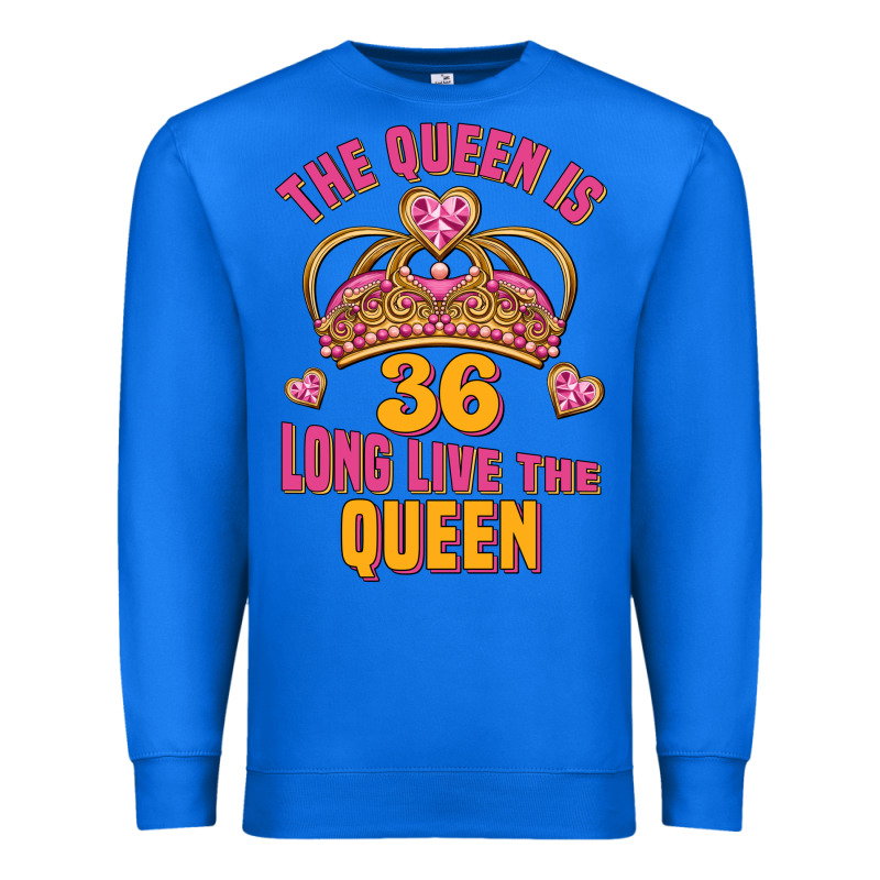 The Queen Is 36 Long Live The Queen Premium Sweatshirt by Jasminsmagicworld | Teevron