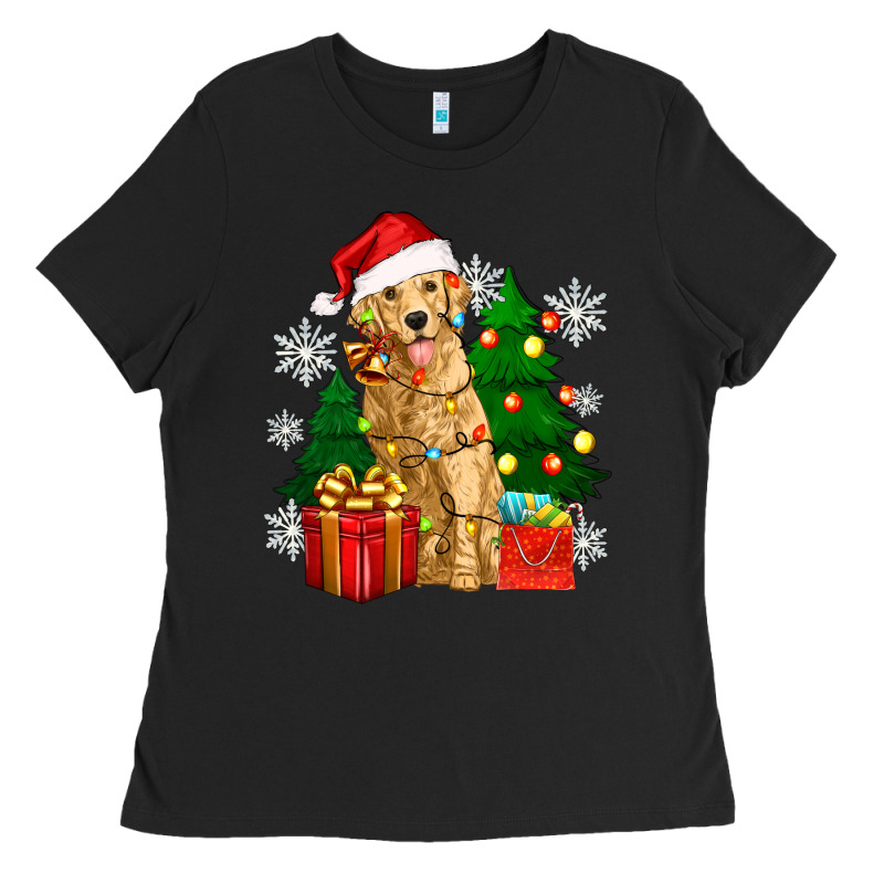 Christmas Golden Dog Ladies Tee by Zillion Design Studio | Teevron