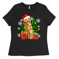 Black christmas golden dog Ladies Tee - Zillion Design Studio