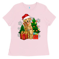 Bubblegum Pink christmas golden dog Ladies Tee - Zillion Design Studio