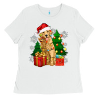 White christmas golden dog Ladies Tee - Zillion Design Studio