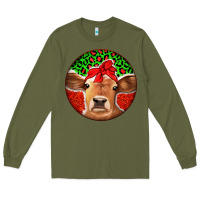 Army Green Christmas Cow Long Sleeve Tee - Jasminsmagicworld