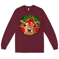Burgundy Christmas Cow Long Sleeve Tee - Jasminsmagicworld