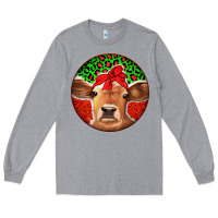 Heather Grey Christmas Cow Long Sleeve Tee - Jasminsmagicworld