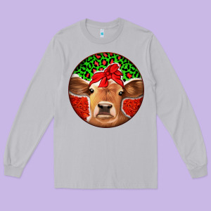 Christmas Cow Long Sleeve Tee Designed By Jasminsmagicworld
