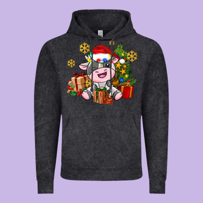 Little Cute Christmas Cow Vintage Hoodie Designed By Adodesignshop
