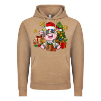 Vintage Coffee little cute christmas cow Vintage Hoodie - AdoDesignShop