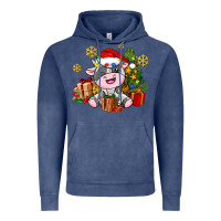 Vintage Denim little cute christmas cow Vintage Hoodie - AdoDesignShop