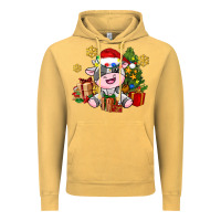 Vintage Mustard little cute christmas cow Vintage Hoodie - AdoDesignShop