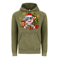 Vintage Olive little cute christmas cow Vintage Hoodie - AdoDesignShop