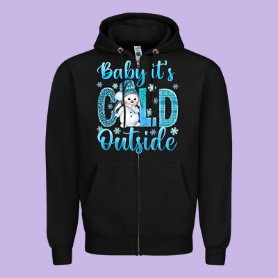Baby Its Cold Outside Zipper Hoodie Designed By Nancycooperartshop